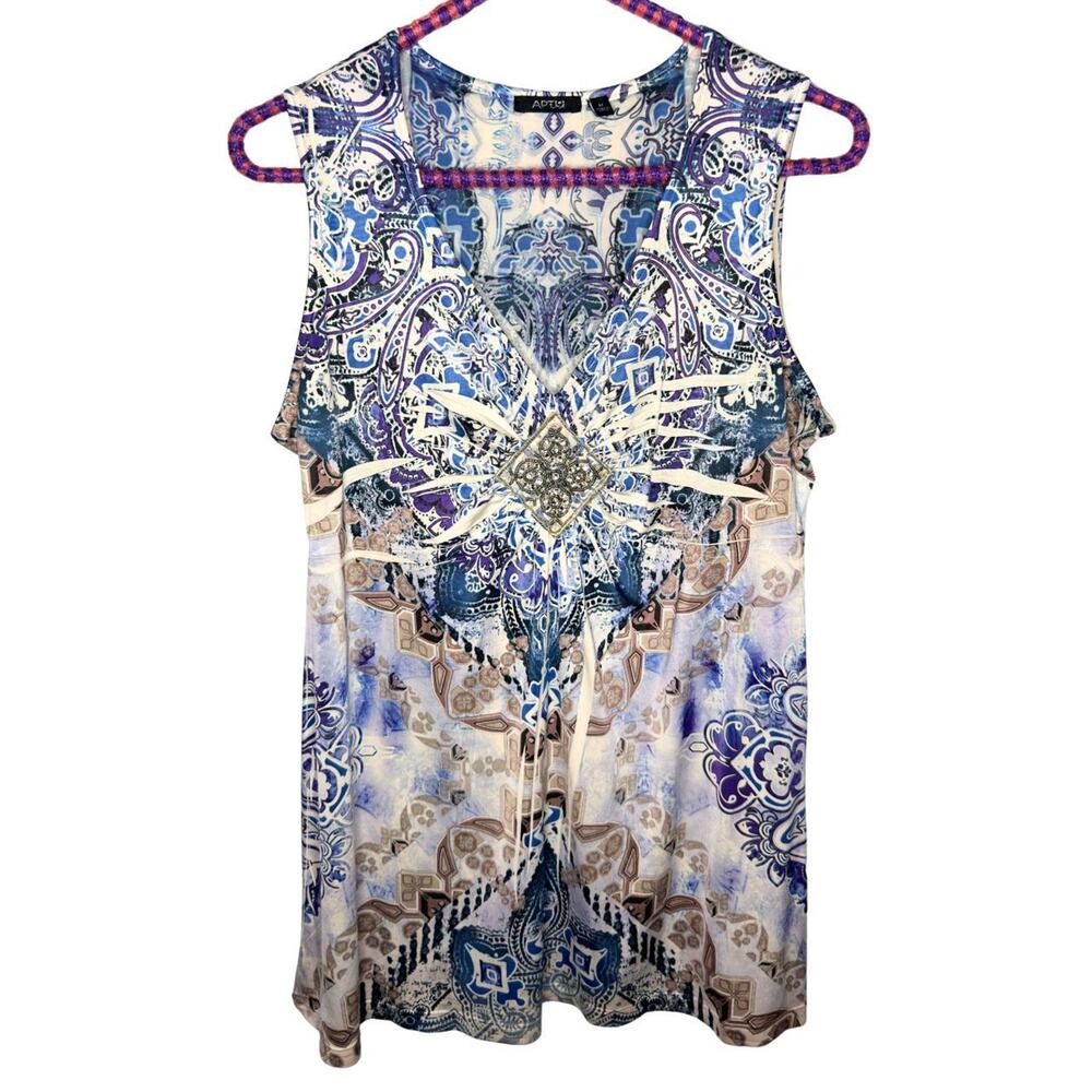 Y2K apt9 McBling Embellished Paisley Tank Top Size M
